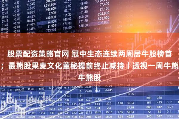 股票配资策略官网 冠中生态连续两周居牛股榜首位；最熊股果麦文化董秘提前终止减持丨透视一周牛熊股